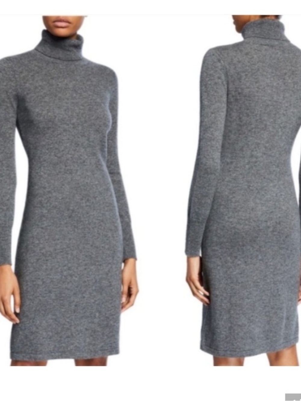 Neiman Marcus Gray Cashmere Turtleneck Sweater Dress Size Medium - Picture 1 of 6